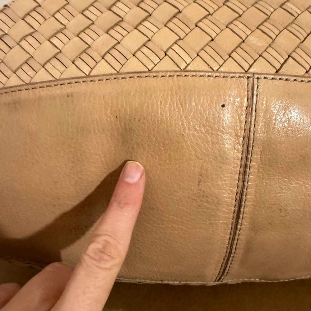 Cole Haan Tan Leather Shoulder Bag -Taylor Drawstring Woodbury Heritage Weave - Picture 10 of 16